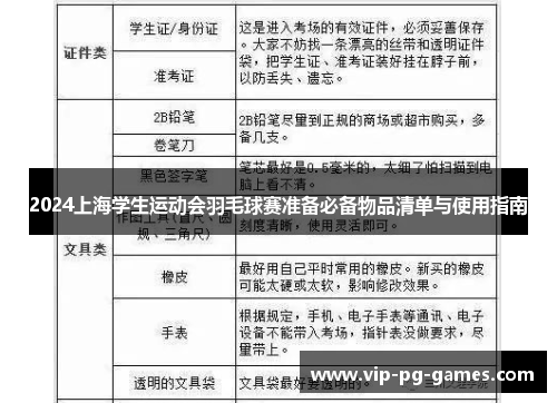 2024上海学生运动会羽毛球赛准备必备物品清单与使用指南