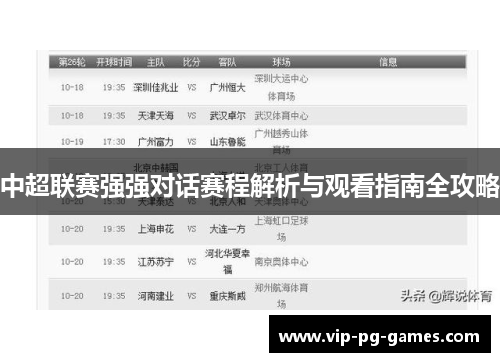 中超联赛强强对话赛程解析与观看指南全攻略